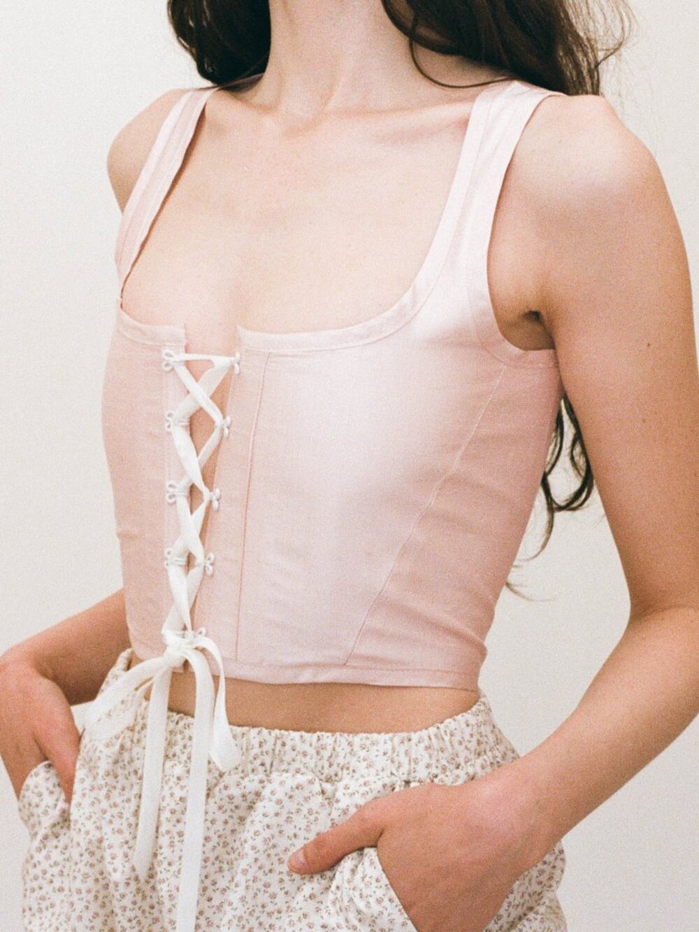 Pink silk Salter House corset XS